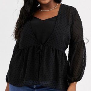 Sheer Black Blouse With Dots